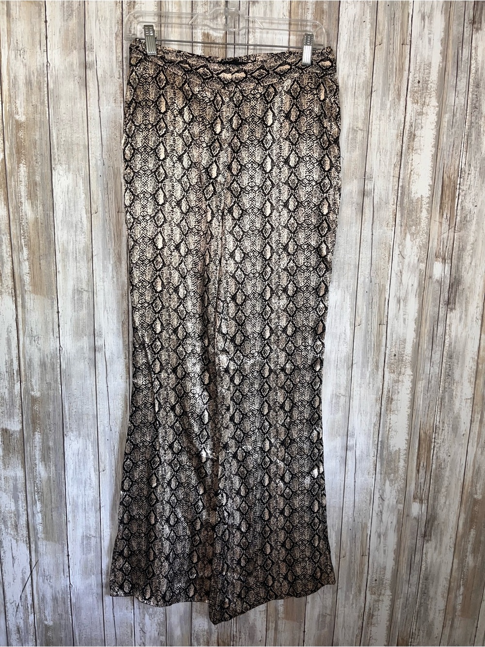 Zara Snakeskin Print Wide Leg Pants High Rise Size S NWT